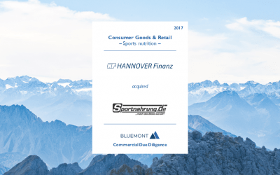 BLUEMONT CONSULTING BERÄT HANNOVER FINANZ BEI DER BETEILIGUNG AN EINEM SPEZIALISTEN FÜR SPORTERNÄHRUNG: SPORTNAHRUNG.AT / SPORTNAHRUNG.DE